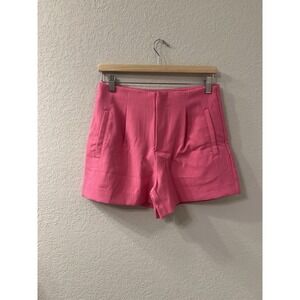 A New Day High Waist Pleat Front Shorts Cerise Pink Midi Stretch Size 6